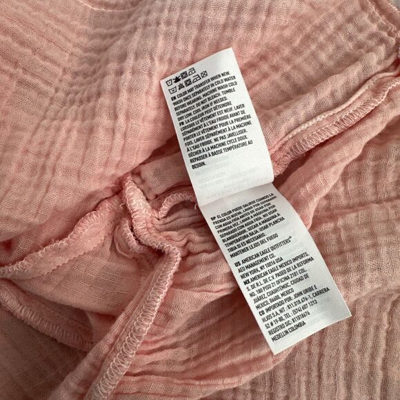 American Eagle Light Pink Baby Doll Crop Top Blouse Size Small Ruffled‎ Cotton - Picture 7 of 9